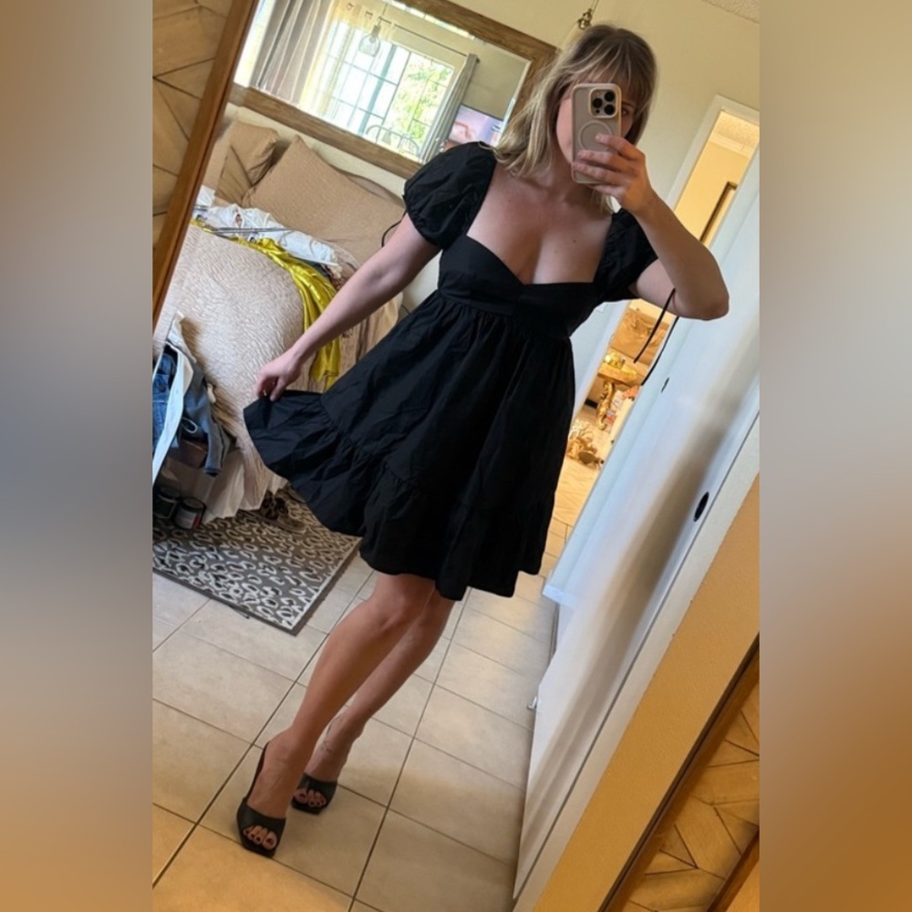 Structured Couture Inspired Black Puff Sleeve Min… - image 6